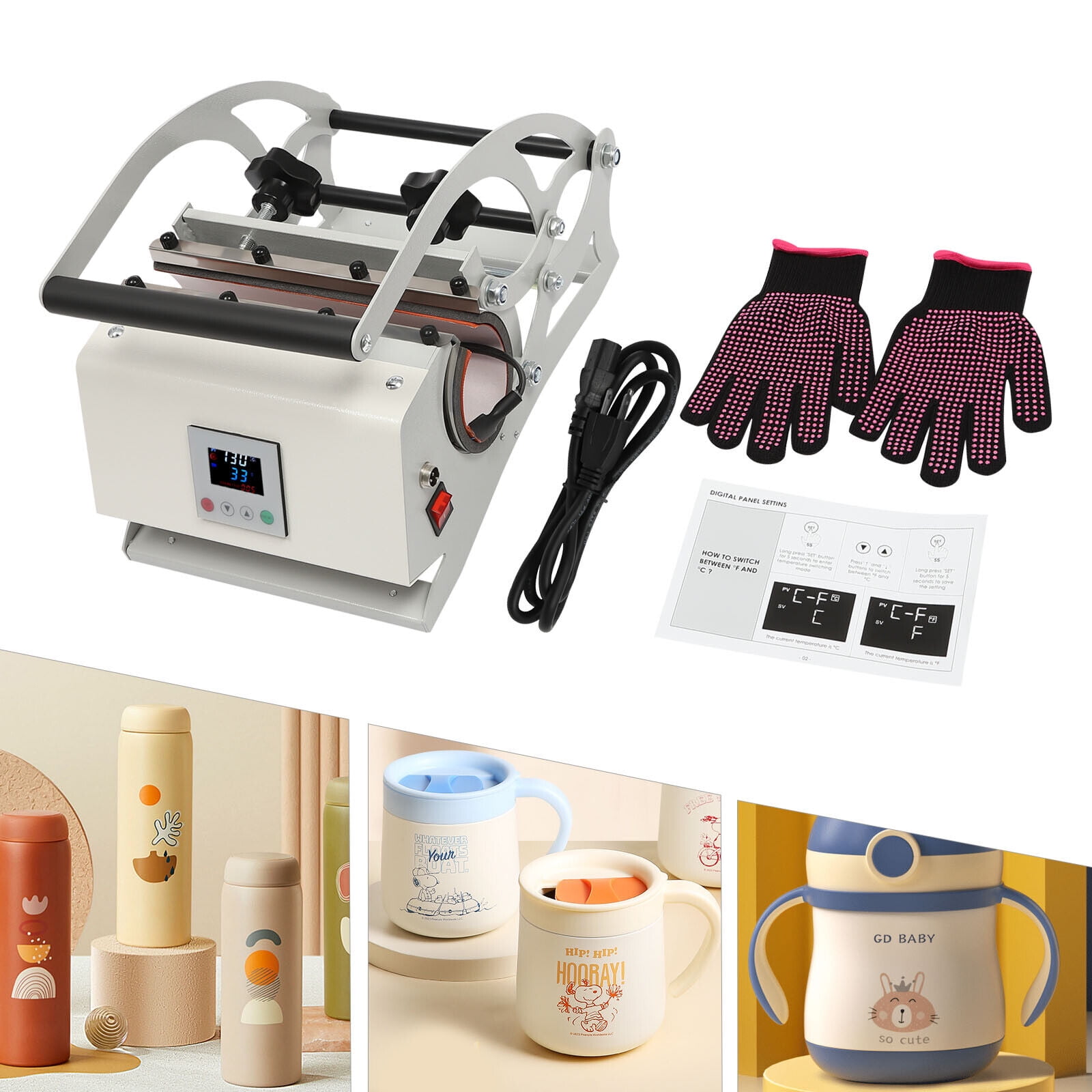 30OZ Mug Heat Press Tumbler Heating Sublimation Printing Cup Heat Press Machine