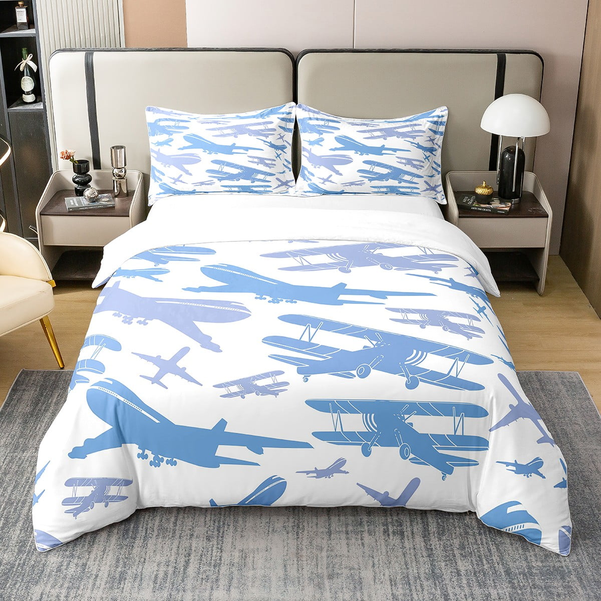 YST 100 Cotton Airplane Bedding Set Aviation Aircraft Sketch Duvet