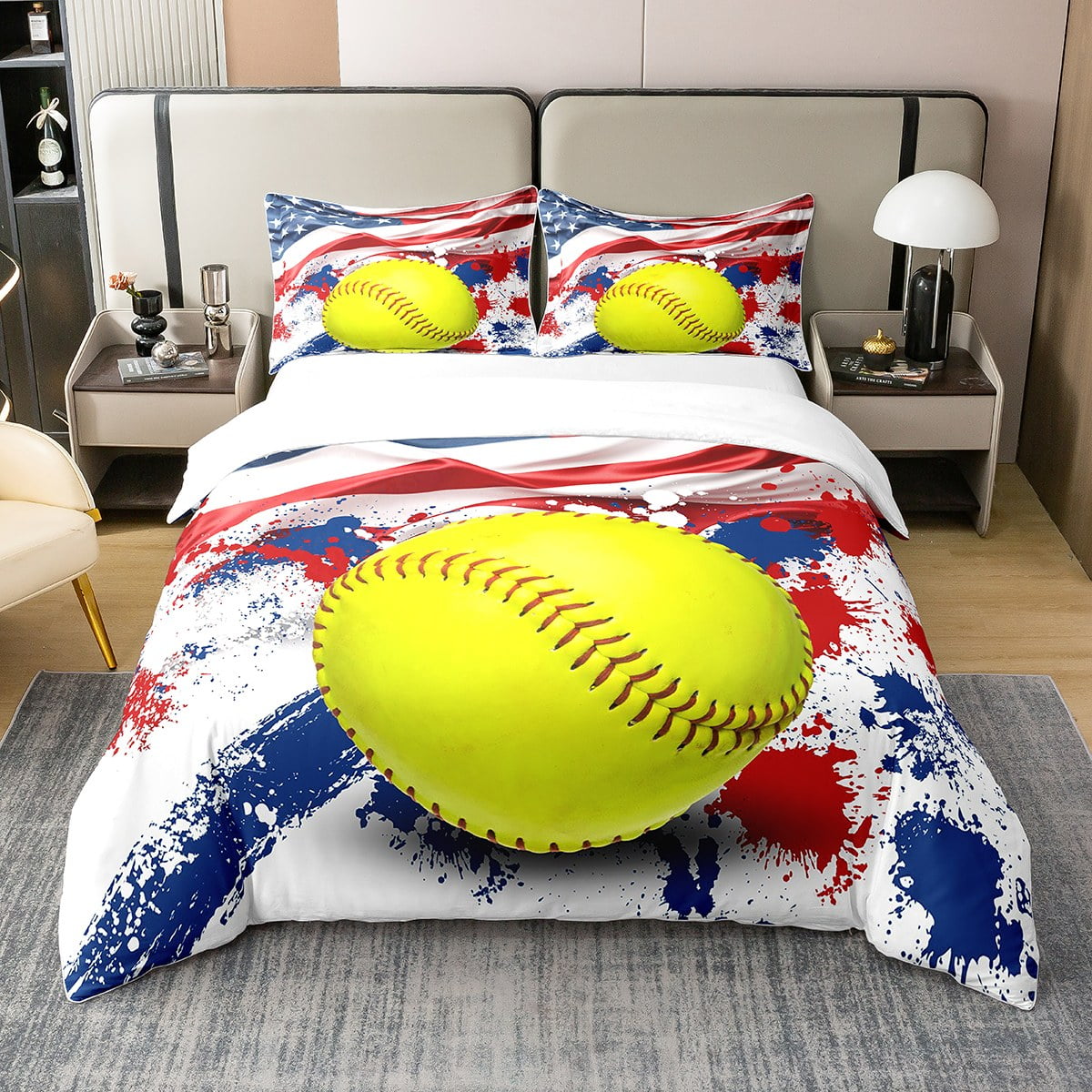 YST 100 Cotton Boys Tennis Ball Comforter Cover Queen Size, American