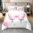 thumbnail image 1 of Erosebridal 100% Cotton Butterfly Comforter Cover Twin Pink Grey Butterfly Bedding Set Women Girly Colorful Bubbles Bed Set Bedroom Decor Romantic Art Quilt Cover,1 Pillowcase, 1 of 6
