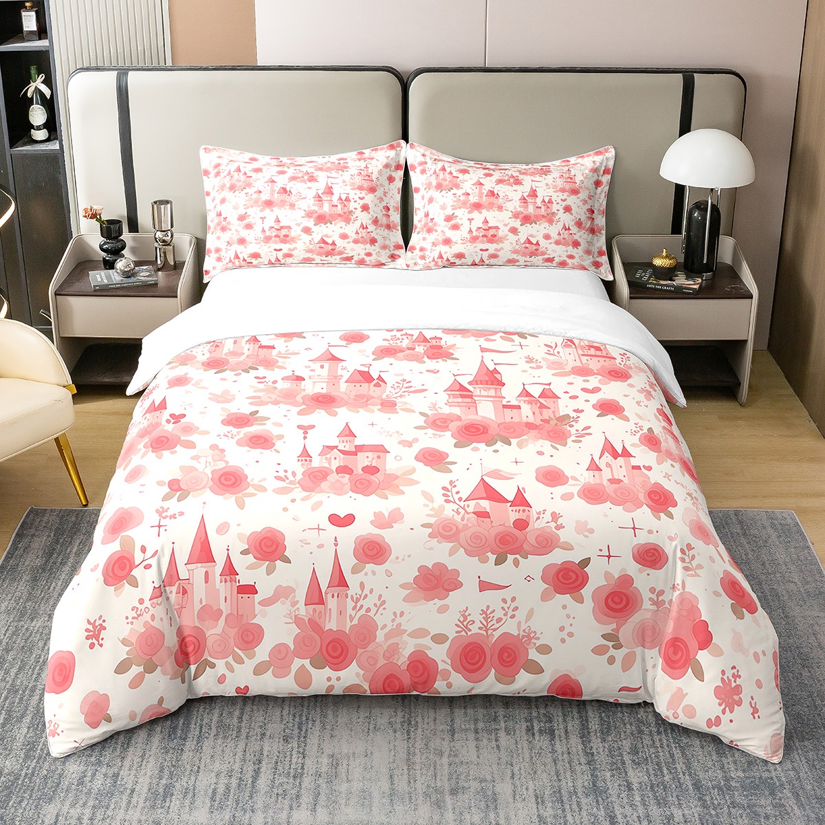 Romantic Chic Bed of Roses Floral Duvet Cover Large Rose Flowers Luxury