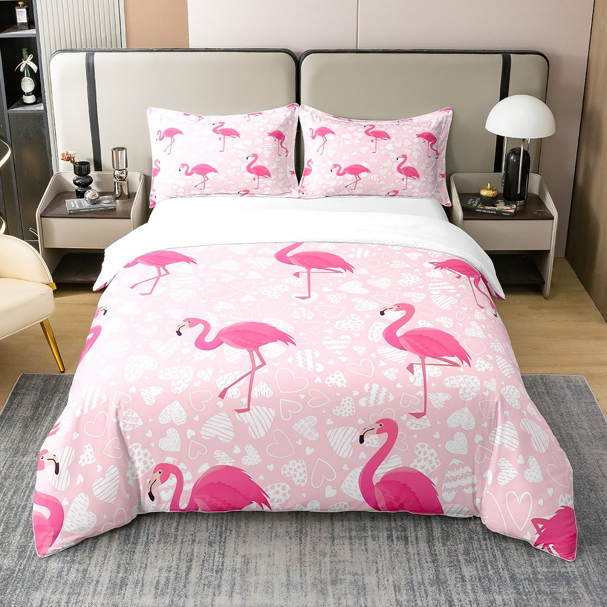 YST 100 Cotton Pink Flamingo Bedding Set Queen,Tropical Summer Exotic