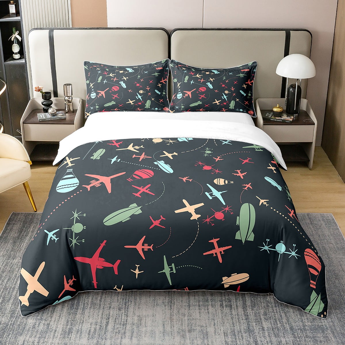YST 100 Natural Cotton Aircraft Bedding Set Military Airplane Duvet Cover Twin,Missile Plane