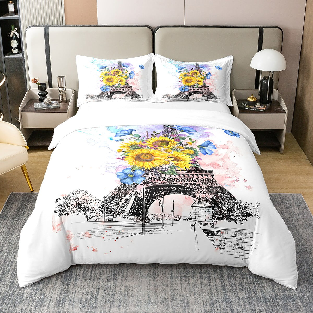 YST 100 Natural Cotton Eiffel Tower Duvet Cover,French Eiffel Tower