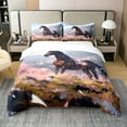 thumbnail image 1 of Erosebridal 100% Natural Cotton Horse Bedding Set Twin Size Horse Print Duvet Cover Watercolor Floral Flowers Comforter Cover Nature Wild Animal theme Quilt Cover Beroom Decor,1 Pillowcase, 1 of 6