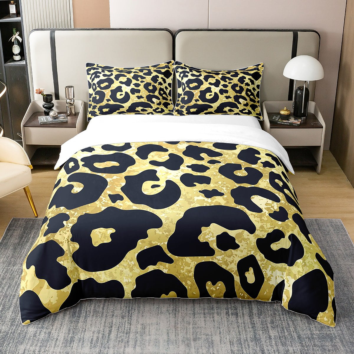 YST 100 Percent Cotton Golden Leopard Duvet Cover Twin,Cheetah Print