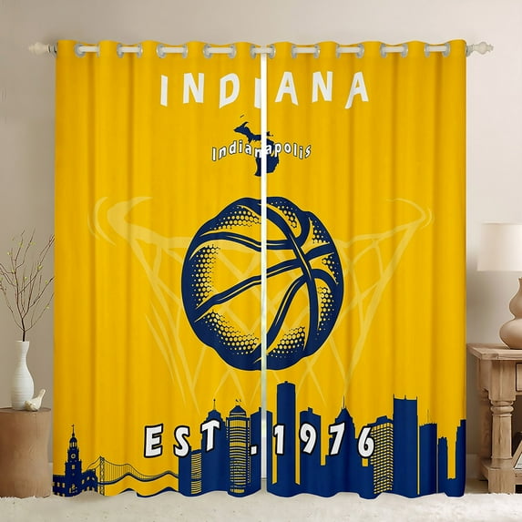 Erosebridal 38x54 inch Curtains Basketball,Basketball Blackout Curtains,Basketball Curtains Drapes,Sports Gamer Window Curtains 2 Panels for Living Room,Indiana