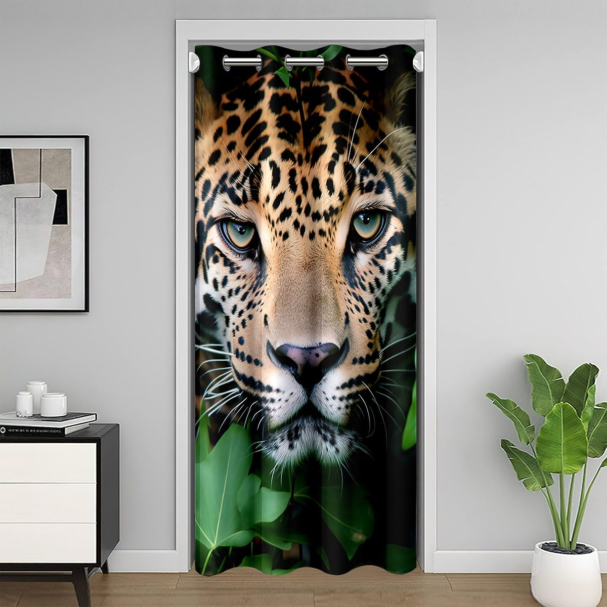 YST 3D Cheetah Door Curtain For Doorway Privacy Leopard Print Blackout