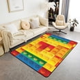 thumbnail image 1 of Erosebridal 3D Construction Area Rug 3x5, Building Blocks Rug , Rainbow Colorful Brick Yellow Red Carpet Funny Patchwork Geometric Rectangle Non Slip Accent Rug For Bedside, 1 of 6