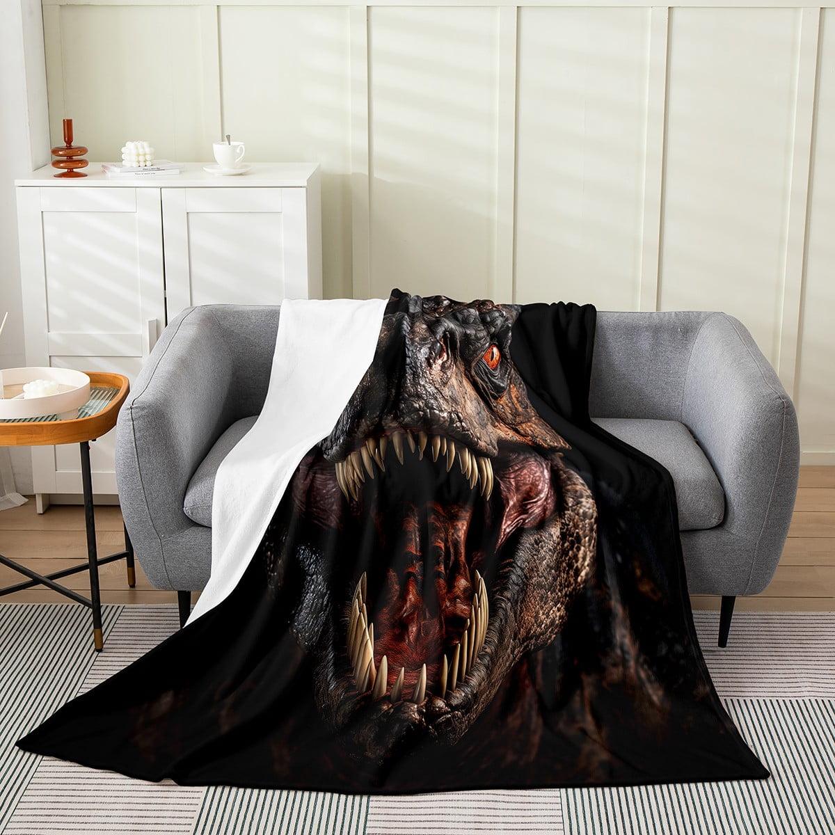 Dino Dinosaur Flower Leaf Pattern Print Blanket