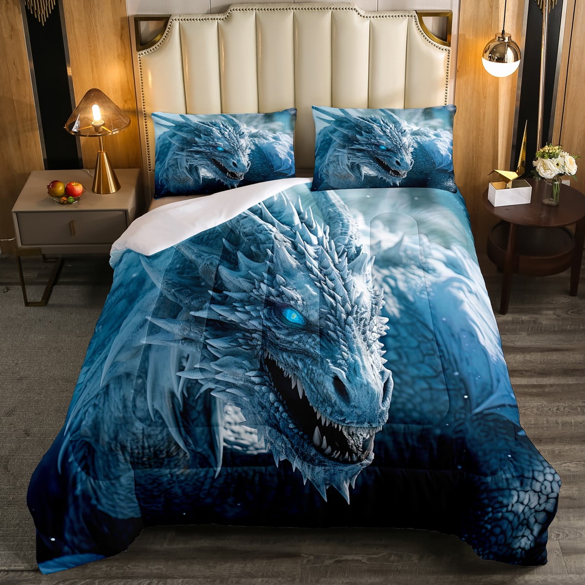 YST 3D Dragon Bedding Comforter Sets Ice Dragon Queen Size Bedding Sets