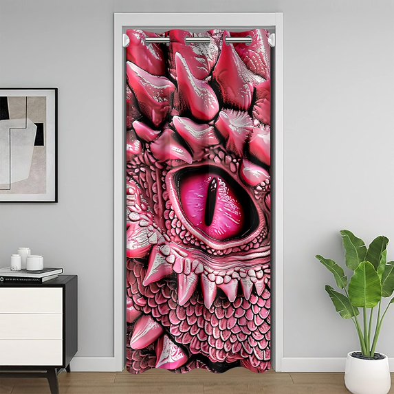 3D Dragon Eye Door Curtains for Doorways Privacy Vintage Dragon Blackout Curtain,Gothic Doorway Curtain Mythical Animal Artistic Fantasy Closet Door Cover Curtain,Pink 52"W X 80"L