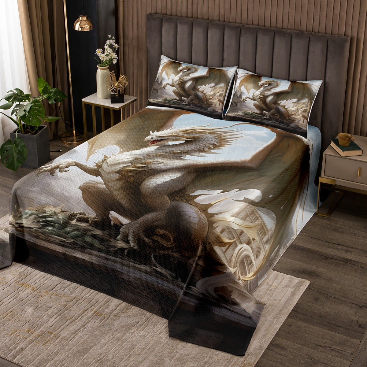 YST 3D Flying Dragon Bedspread Set Animal Print Coverlet Set Twin for ...