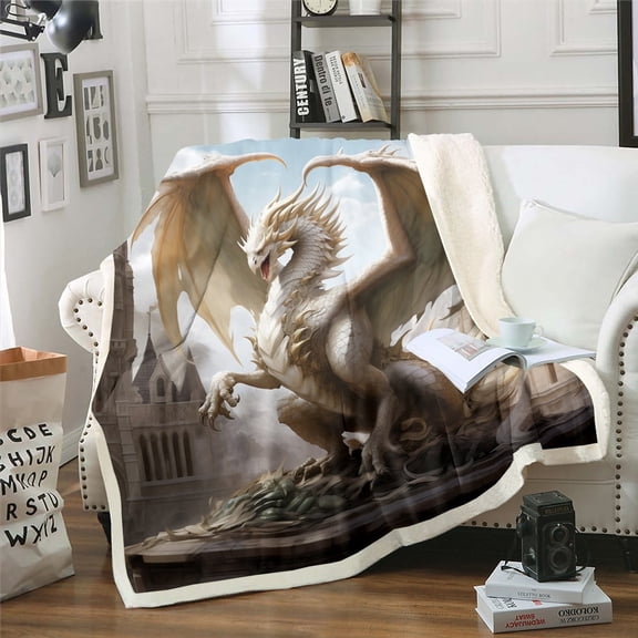 3D Flying Dragon Blanket Animal Print Fuzzy Blanket Queen Teens Dragon Lovers Throw Blanket