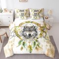 thumbnail image 1 of 3D Wolf Full Comforter Set 7 Pieces Boho Dreamcatcher Bedding Comforter Sets,Jungle Animal Bed in a Bag Gold Watercolor Bedding Set,Oil Painting Aesthetic Bed Sheets Set, 1 of 6