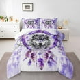 thumbnail image 1 of 3D Wolf Twin Comforter Set Boho Dreamcatcher Bedding Set Twin,Jungle Animal Bedding Comforter Sets Purple Watercolor Duvet Set,Oil Painting Aesthetic Quilted Comforter, 1 of 7