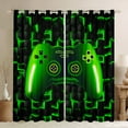 thumbnail image 1 of 42"Wx90"L Game Console 30%-50% Blackout Curtains Bedroom Gamer Curtains & Drapes,3D Gaming Geometric Check Window Curtains,Neon Green Gamepad Window Treatments 2 Panels,Black, 1 of 5