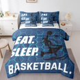 thumbnail image 1 of 7 Pcs Basketball Comforter Set Queen Size,Eat Sleep Basketball Bed in a Bag with Flat Sheet and Fitted Sheet and Adults,Geometric Honeycomb Bedding Set with Pillowcase and Sham, 1 of 5