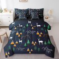 thumbnail image 1 of Erosebridal 7 Pcs Camper Decor Bedding Set, Full Cartoon Deer Comforter Set Antlers Animal Sheets And Pillowcase, Mountain Tree Bed In A Bag, Camping Rustic Farmhouse Bed Set,Dark Blue, 1 of 5