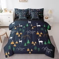 thumbnail image 1 of 7 Pcs Camper Decor Bedding Set , Twin Cartoon Deer Comforter Set Antlers Animal Sheets And Pillowcase, Mountain Tree Bed In A Bag, Camping Rustic Farmhouse Bed Set,Dark Blue, 1 of 5