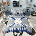 thumbnail image 1 of 7 Pcs Comforter Set Full Size,Baseball Bed in a Bag with Flat Sheet and Fitted Sheet and Adults,Baseball City Bedding Set with Pillowcase and Sham(Los Angeles 2), 1 of 5