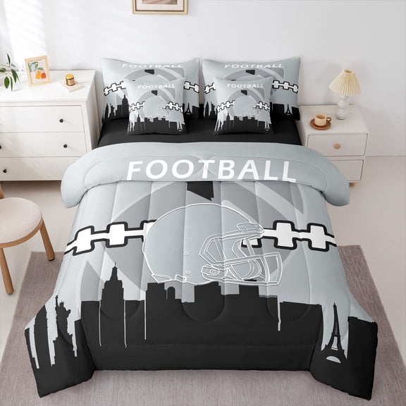 Erosebridal 7 Pcs Comforter Set Full Size,Football Bed in a Bag with Flat Sheet and Fitted Sheet and Adults,Sports Bedding Set with Pillowcase and Sham(Las Vegas)
