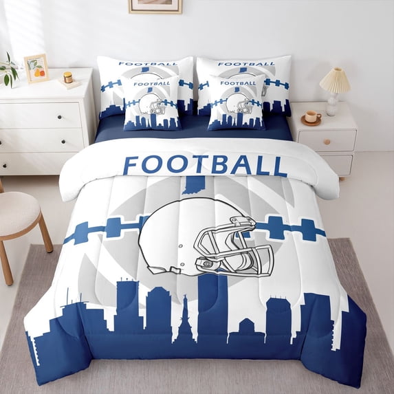 7 Pcs Comforter Set Full Size,Football Player Bed in a Bag with Flat Sheet and Fitted Sheet and Adults,Sports Bedding Set with Pillowcase and Sham(Indianapolis)