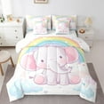thumbnail image 1 of Erosebridal 7 Pcs Comforter Set Twin,Cartoon Elephant Bed in a Bag with Flat Sheet and Fitted Sheet,Rainbow Elephant Bedding Set with Pillowcase & Sham Reversible Quilt, 1 of 5