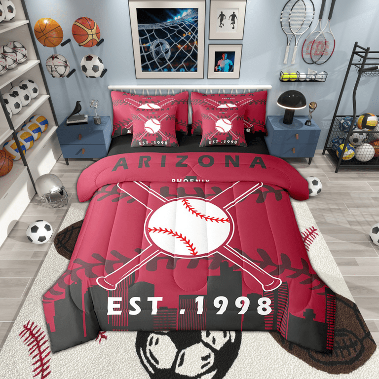 Pcs Comforter Set Twin Size,Baseball Bed in a Bag with Flat