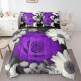 thumbnail image 1 of 7 Pcs Comforter Set Twin Size,Purple Rose Daisy Floral Bed in a Bag with Flat Sheet and Fitted Sheet,Garden Farmhouse Style Bed Set,Valentine 3D Flower Bedding Set with Pillowcase & Sham, 1 of 5
