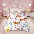 thumbnail image 1 of 7-Pcs Floral Horse Bedding Set , Twin Size Comforter Set with Sheets and Pillowcase, 7-Pcs Soft Lightweight Bed in a Bag,Rustic Animal Bed Set,Western, 1 of 5