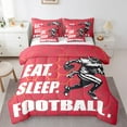 thumbnail image 1 of 7 Pcs Football Comforter Set Full Size,Red Yellow Honeycomb Bed in a Bag with Flat Sheet and Fitted Sheet and Adults,Eat Sleep Sports Bedding Set with Pillowcase and Sham, 1 of 5