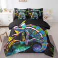 thumbnail image 1 of Erosebridal 7 Piece Chameleon Comforter Set Queen Colorful Lizard Bed In A Bag Wildlife Sheet Set Adults,Jungle Leaves Animal Bedding Set Reversible Black Bed Set, 1 of 4