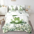 thumbnail image 1 of 7-Piece Cute Animal Bedding Full Cartoon Frog Comforter Set, Eucalyptus Bedding Comforter Sets Watercolor Leaves Bed in a Bag, Kawaii Funny Animal Bedding Accessories, 1 of 6