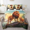 thumbnail image 1 of 7 Piece Lion Comforter Set Twin with Sheets,Wild Safari Animals Bed in a Bag Jungle Decor for Home,Wildlife Animal Print Bedding Set with Fitted Sheet,Flat Sheet,Pillowcases & Shams, 1 of 5