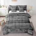 thumbnail image 1 of 7 Piece Rustic Farmhouse Bedding Set Western Twin Comforter Set With Sheets Dark Grey Country Spliced Board Reversible Bed In A Bag Soft Lightweight Bed Set For All Season, 1 of 5