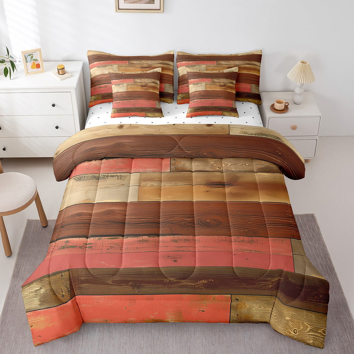 7 Piece Rustic Farmhouse Bedding Sets Western Twin Comforter Set With ...