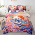YST 7 Pieces Japanese Cherry Blossoms Bed Sets Twin Mount Fuji