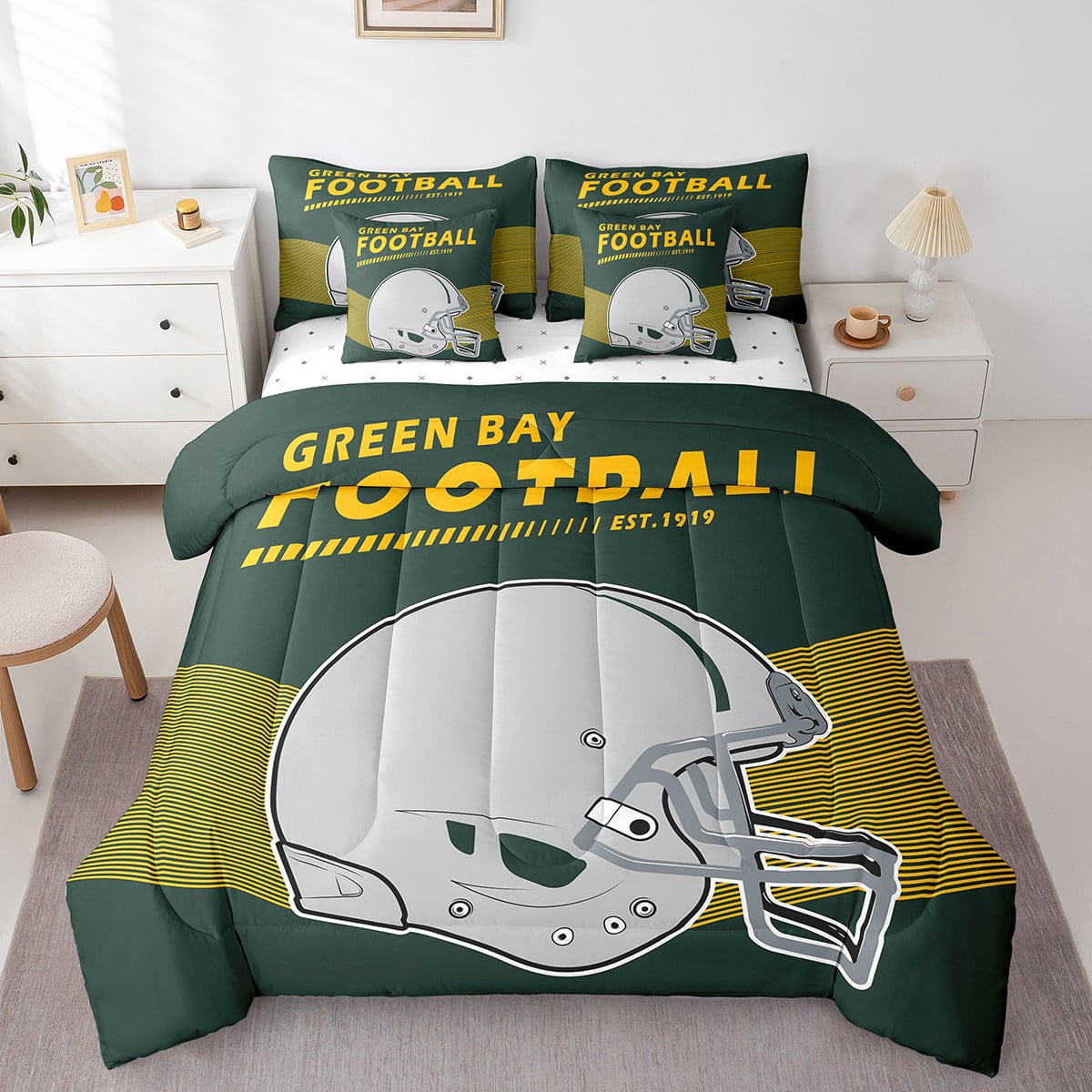 Feelyou Kids American Football Comforter Set – 3D Sports Rugby Bedding Full Size, Boys Girls Bedroom Decor, Football Player Theme, Soft Microfiber