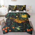 thumbnail image 1 of 7Pcs Monkey Bedding Cartoon 3D Wildlife Comforter Tropical Palm Trees Bedding Sets With Pillowcases And Throw Pillow Covers, Boatnical Flowers Leaves Full Bedroom Comforter With Sheets, 1 of 5