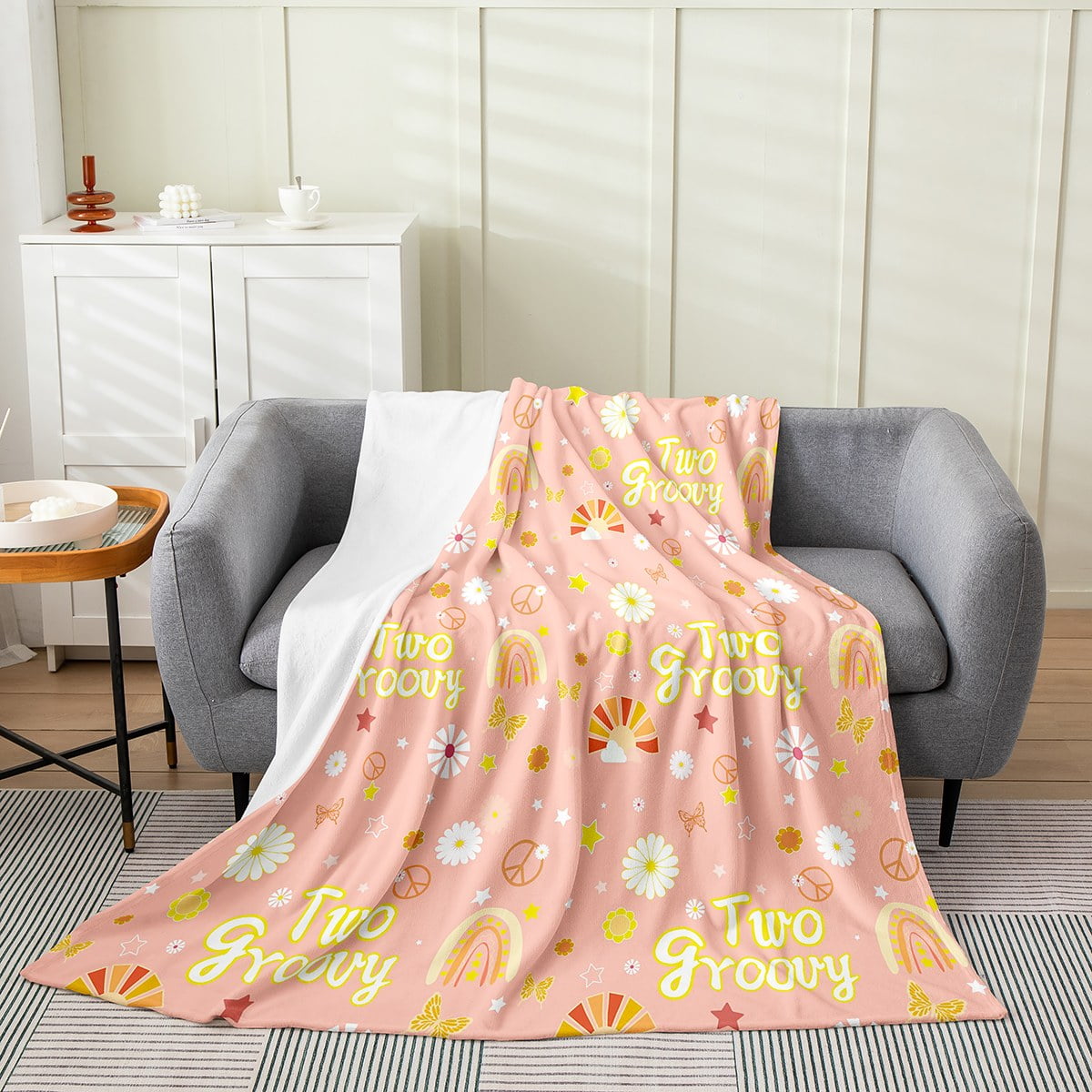 YST 90S Groovy Flower Throw Blanket 60S 70S Hippie Flower Fleece Blanket Boho Retro Floral Blanket Baby 30x40 Inch for Kids Girls Women Rainbow Vintage Aesthetic Fuzzy Blanket Walmart
