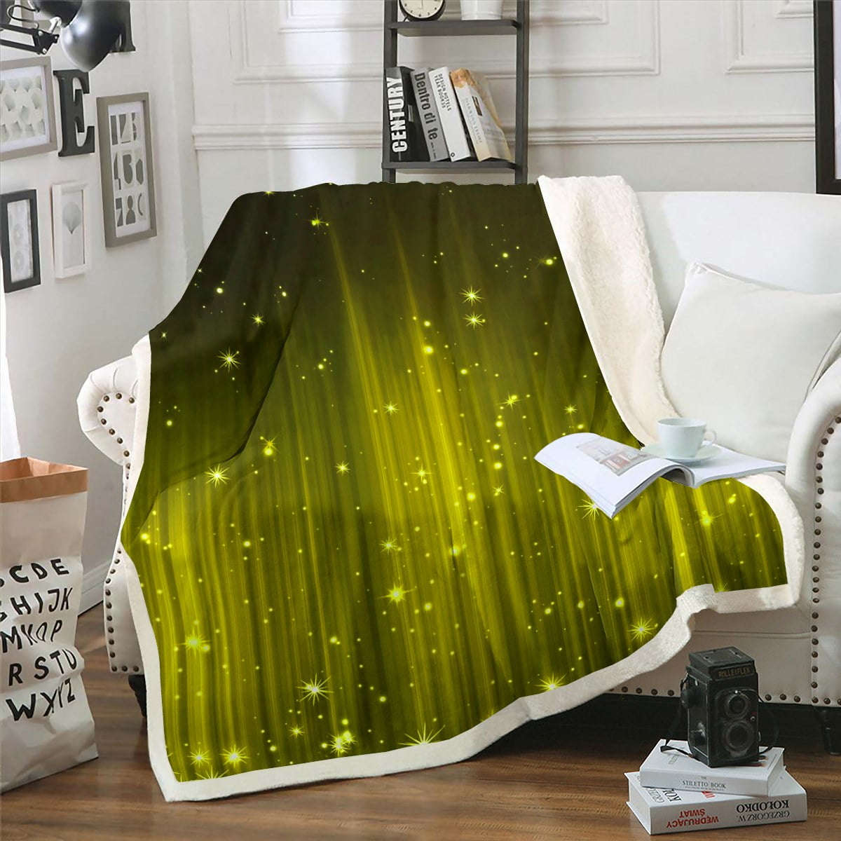 YST Abstract Ombre Blanket for Bed Couch Black and Yellow Throw Blanket 60"x80" Bedroom Living