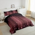 thumbnail image 1 of Abstract Ombre Comforter Set King Black and Pink Bedding Set for Teen Women Room Decor,Glitter Striped Comforter Lightweight 3Pcs, 1 of 6