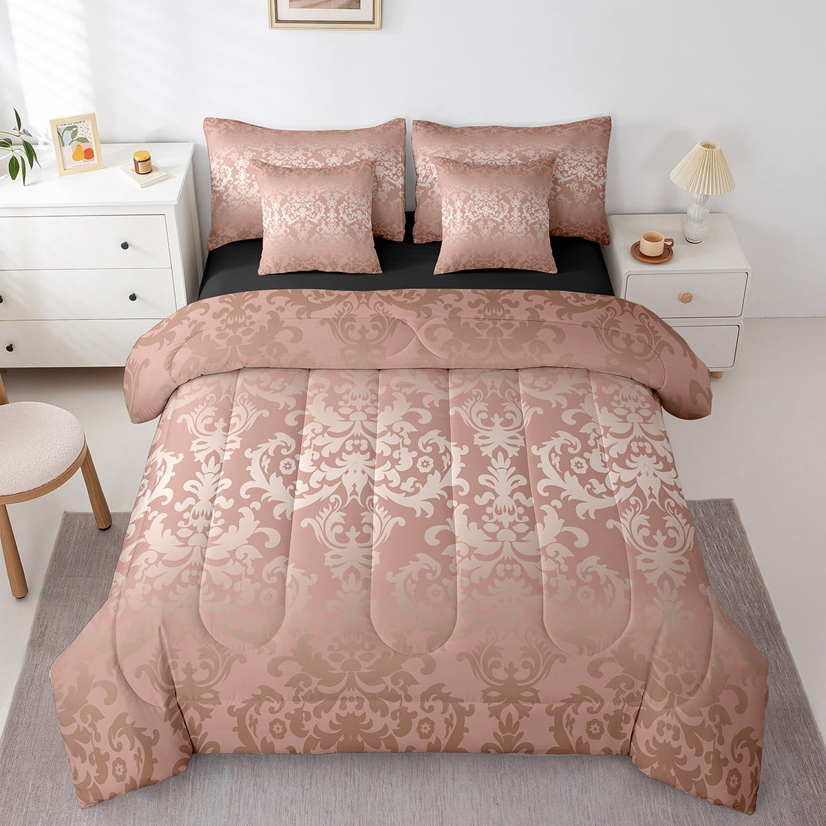 Damask Bedding Sets in Black Blue Red and More Home Comforts