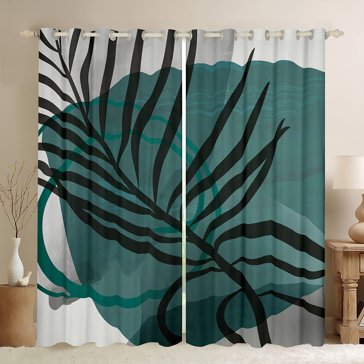 Aesthetic Minimalist 30%-50% Blackout Curtains Blackish Green Grey ...