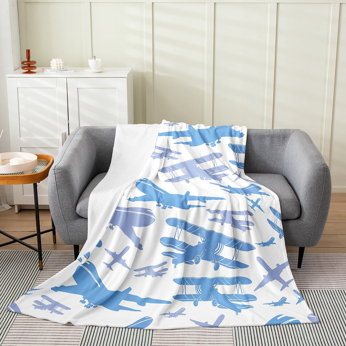 YST Airplane Blanket Aviation Aircraft Sketch Fleece Blanket,Helicopter