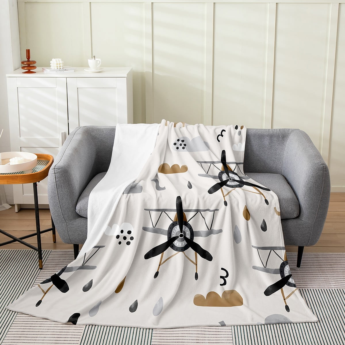 YST Airplane Blanket for Kids Boys,Construction Throw Blanket Queen