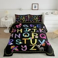 thumbnail image 1 of Alphabet Twin Comforter Set ,Cartoon English Alphabet Bedding Set ,Rainbow 26 Letters Duvet Set,Zebra Animal Alphabet Down Comforter Room Decor,Black, 1 of 6