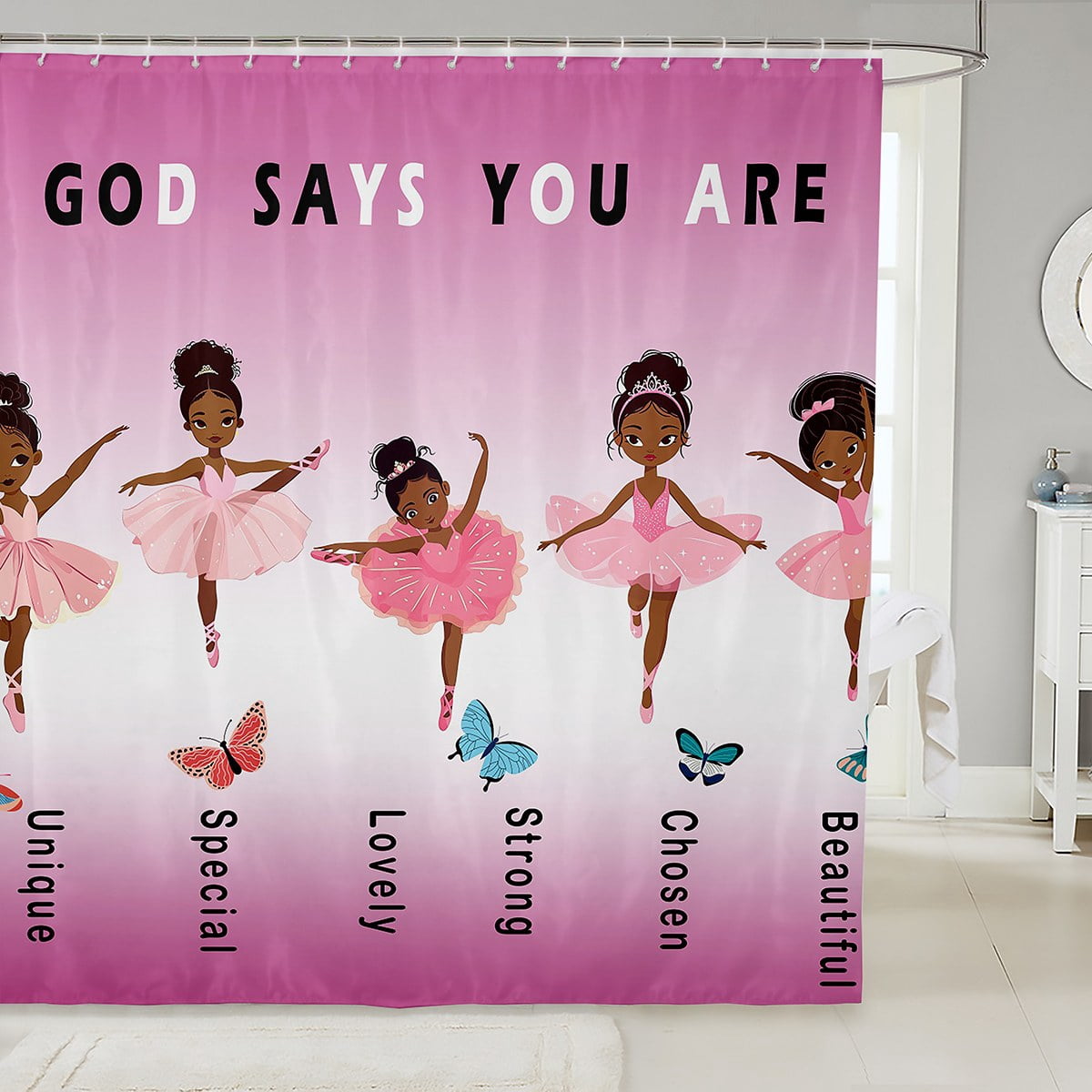 YST American African Ballerinan Bathtub Curtain Black Girls Bathroom ...