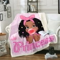 thumbnail image 1 of American African Black Throw Blanket 30"X40" Hot Pink Princess Fleece Bed Blanket Soft Lightweight Warm Cozy Sherpa Blanket,Cute Glitter Fuzzy Blanket For Couch Sofa, 1 of 6